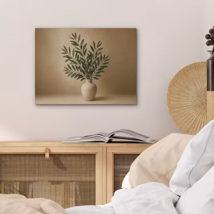 Vaas - Olijftakken - Bladeren - Beige PET vilt klein -sfeer3