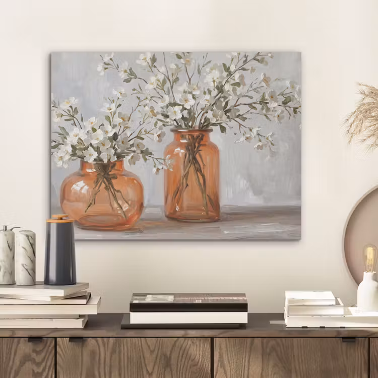 Vazen - Bloemen - Oranje PET vilt klein -sfeer1