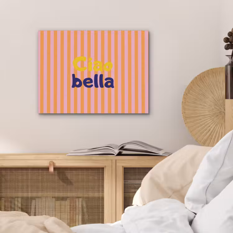 Verticaal - Strepen - Oranje - Ciao bella PET vilt klein -sfeer3