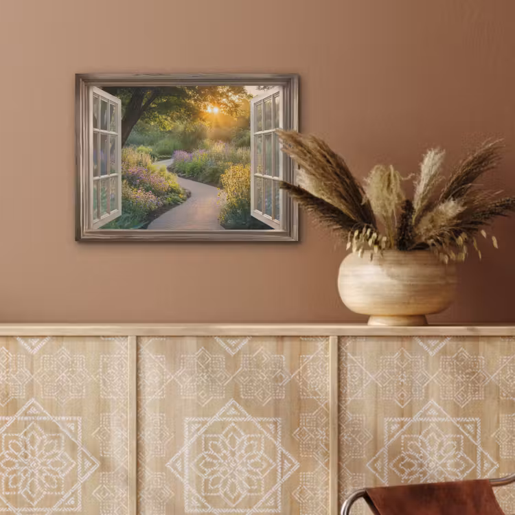 Doorkijk - Bloemen - Natuur - Zon - Pad PET vilt klein -sfeer4