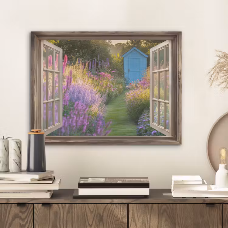 Doorkijk - Bloemen - Raam - Natuur PET vilt klein -sfeer1