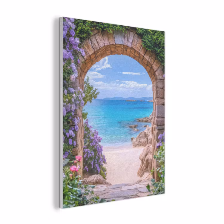 Doorkijk - Poort - Zee - Strand - Rotsen PET vilt klein -3d