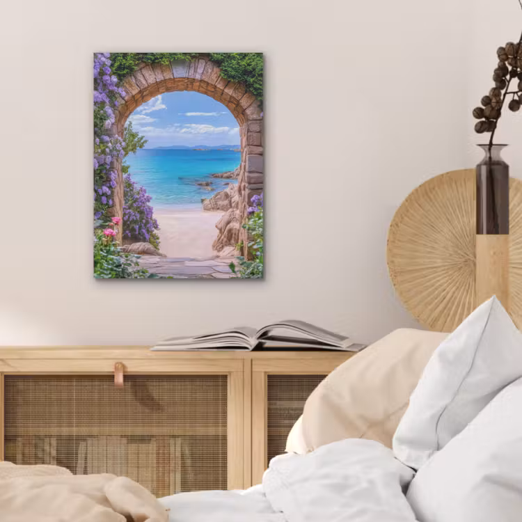 Doorkijk - Poort - Zee - Strand - Rotsen PET vilt klein -sfeer3