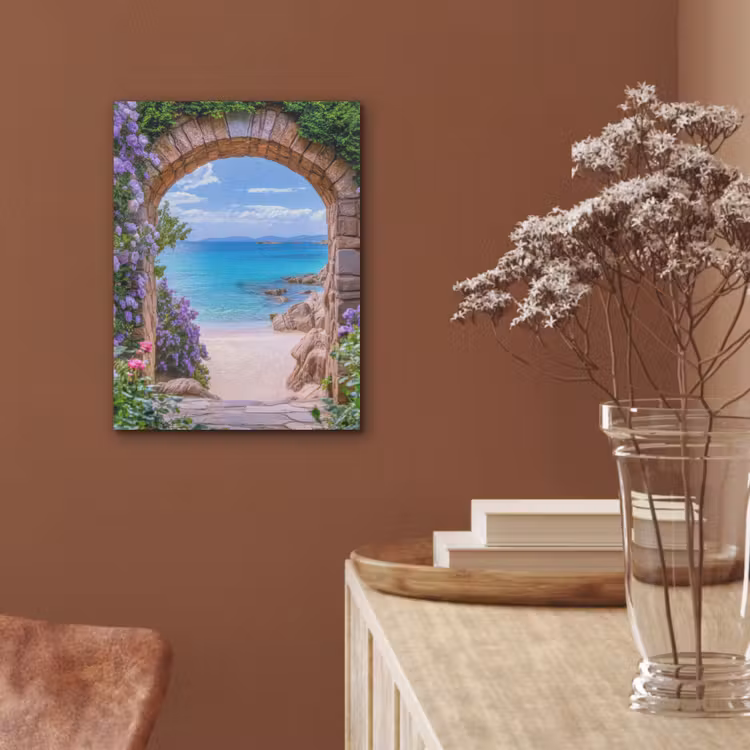 Doorkijk - Poort - Zee - Strand - Rotsen PET vilt klein -sfeer4