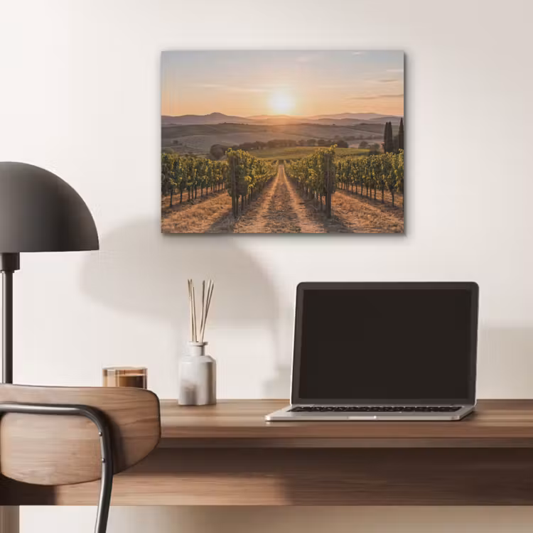 Wijngaard - Zonsondergang - Landschap PET vilt klein -sfeer5