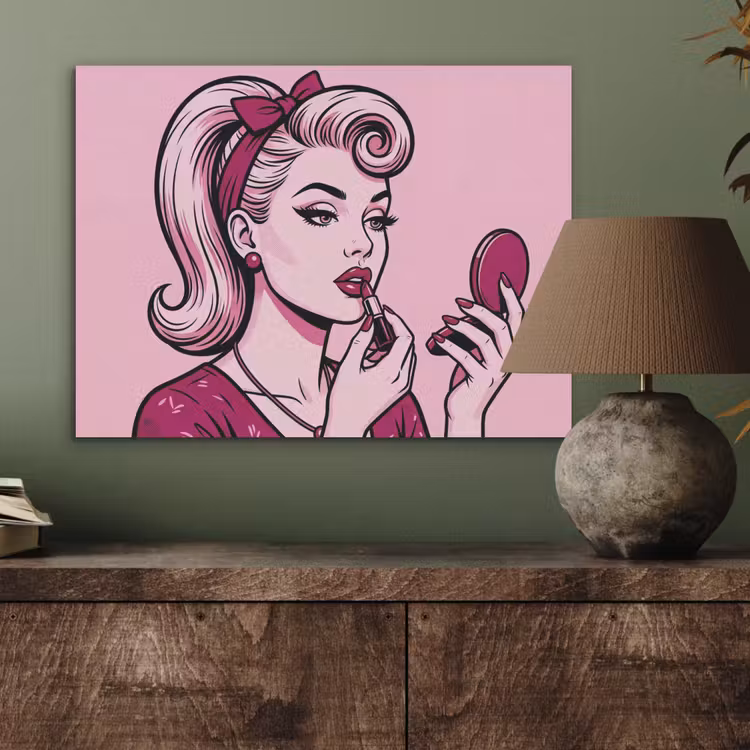 Vintage - Vrouw - Roze PET vilt klein -sfeer2