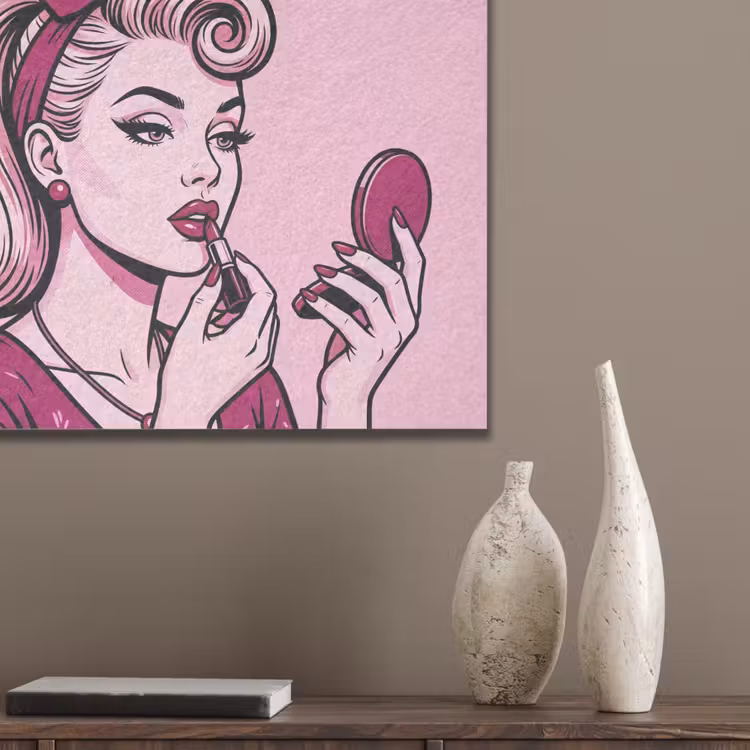 Vintage - Vrouw - Roze PET vilt klein -sfeer6_closeup