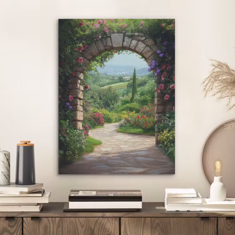 Doorkijk - Landschap - Bloemen - Pad - Uitzicht PET vilt klein -sfeer1