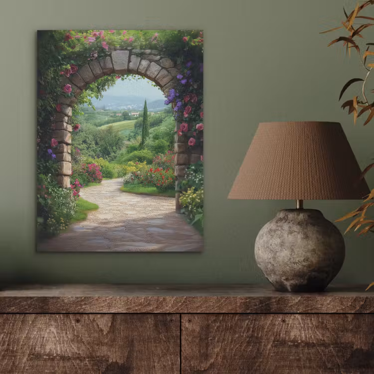 Doorkijk - Landschap - Bloemen - Pad - Uitzicht PET vilt klein -sfeer2