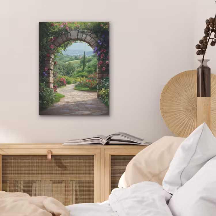 Doorkijk - Landschap - Bloemen - Pad - Uitzicht PET vilt klein -sfeer3