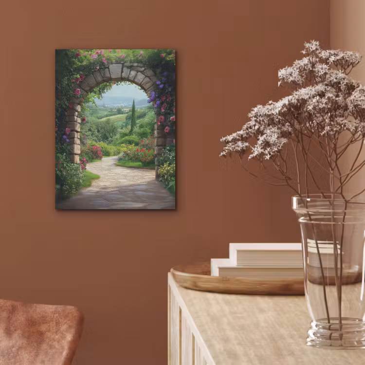 Doorkijk - Landschap - Bloemen - Pad - Uitzicht PET vilt klein -sfeer4
