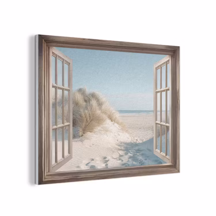 Doorkijk - Helmgras - Duinen - Zee - Landschap PET vilt klein -3d