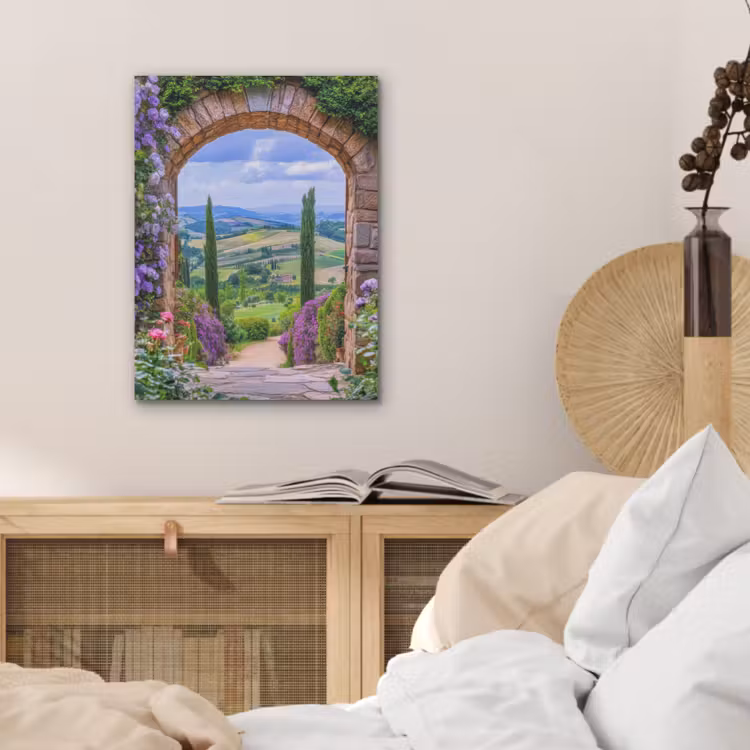 Doorkijk - Toscane - Landschap - Poort PET vilt klein -sfeer3