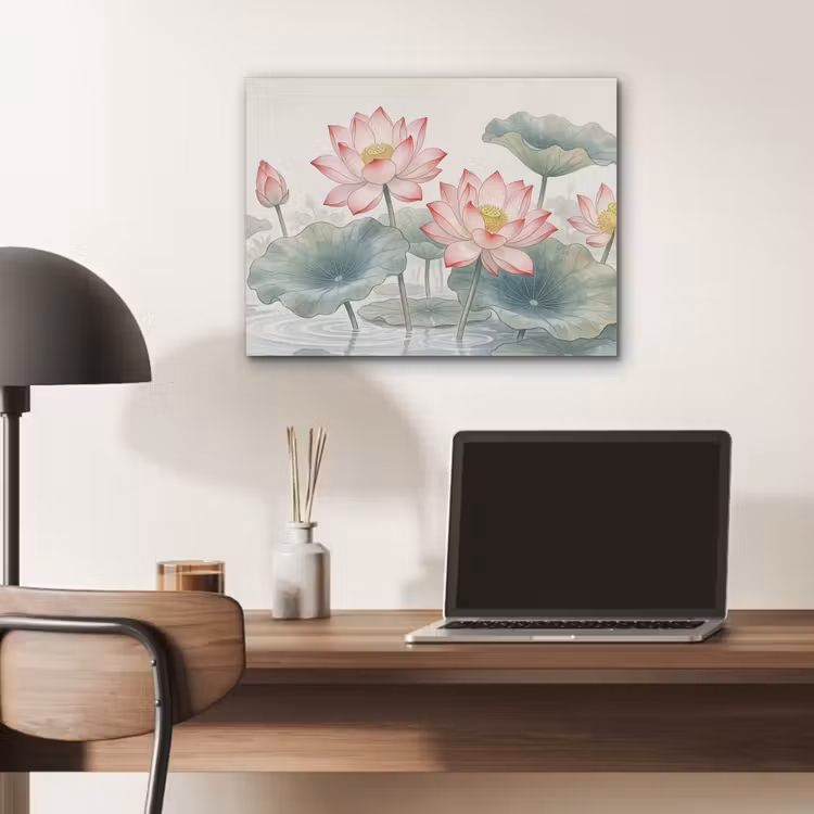 Aquarel - Lotusbloemen - Kleurrijk PET vilt klein -sfeer5