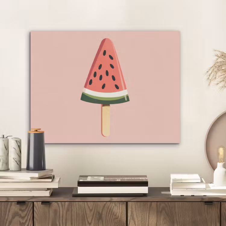 Watermeloen - Ijsje - Pitjes - Rood PET vilt klein -sfeer1