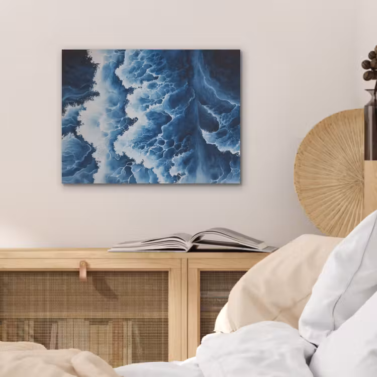 Golven - Blauw - Schuim PET vilt klein -sfeer3