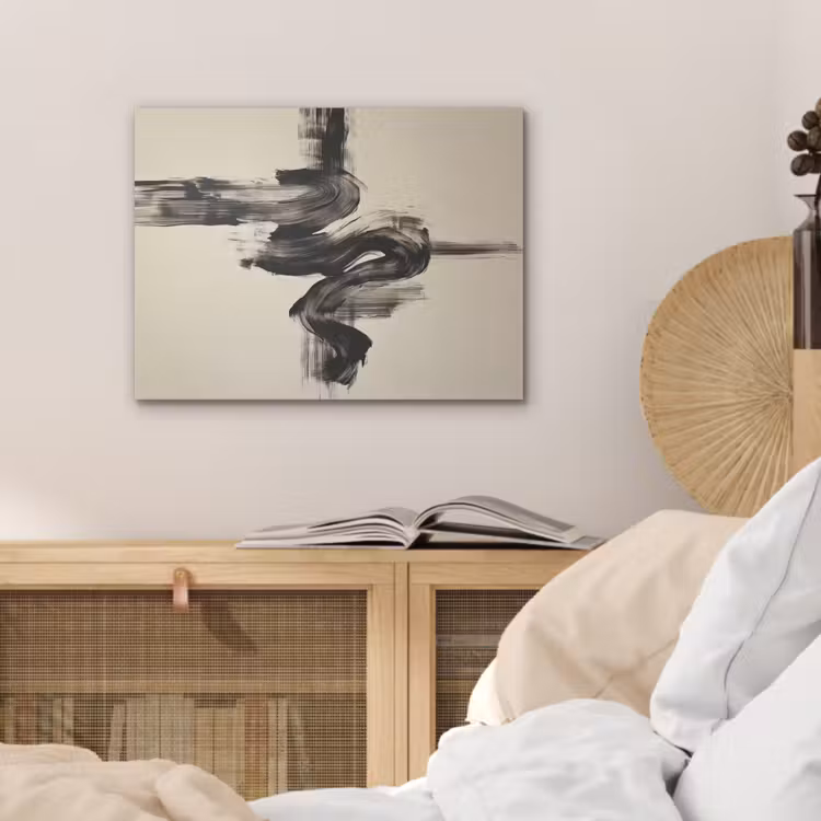 Golven - Penseelstreken - Beige - Minimalistisch PET vilt klein -sfeer3