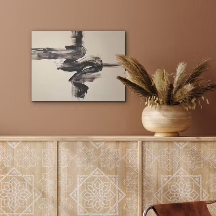 Golven - Penseelstreken - Beige - Minimalistisch PET vilt klein -sfeer4