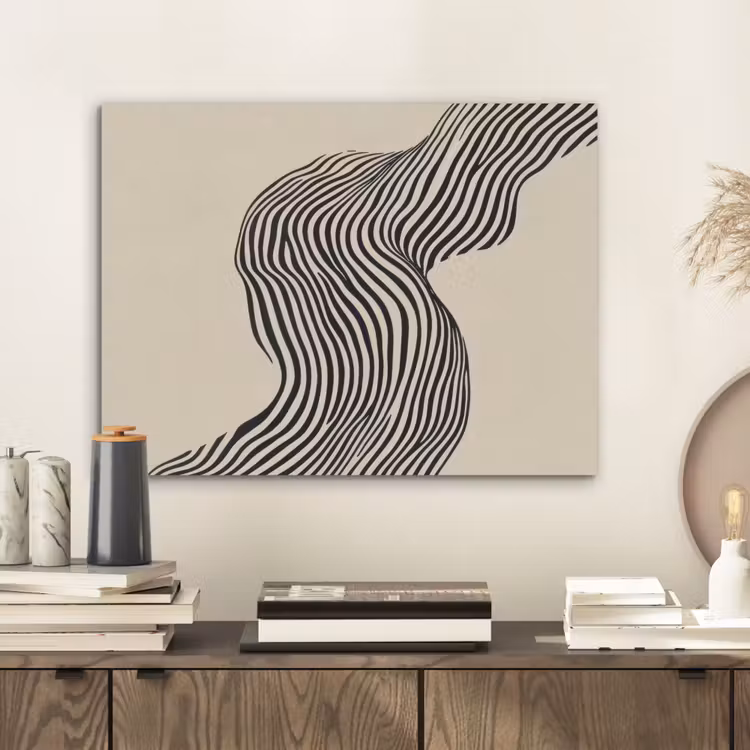 Golvend - Lijnen - Abstract - Silhouet PET vilt klein -sfeer1