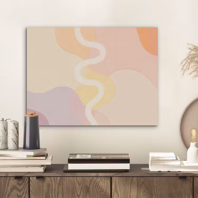 Golvende vormen - Abstract - pastel PET vilt klein -sfeer1