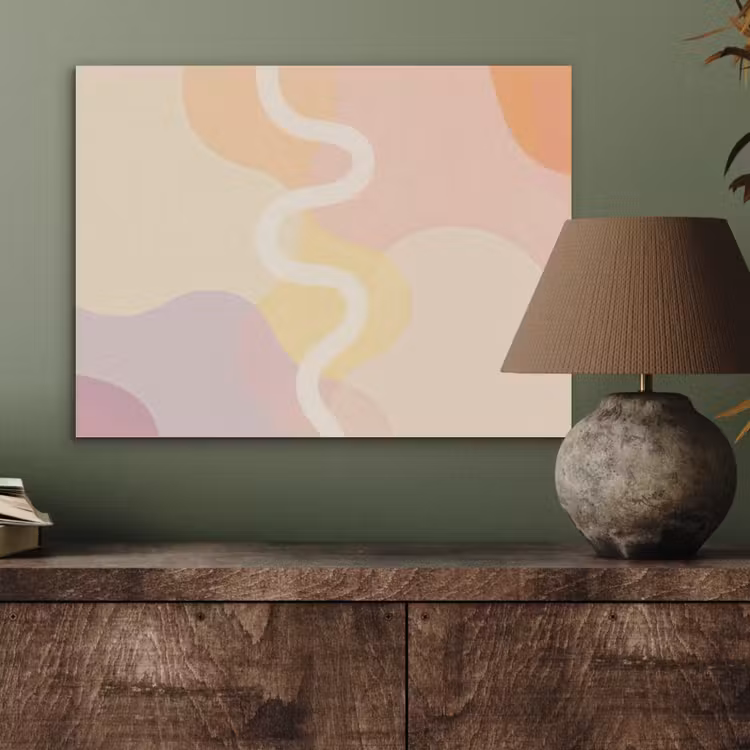 Golvende vormen - Abstract - pastel PET vilt klein -sfeer2