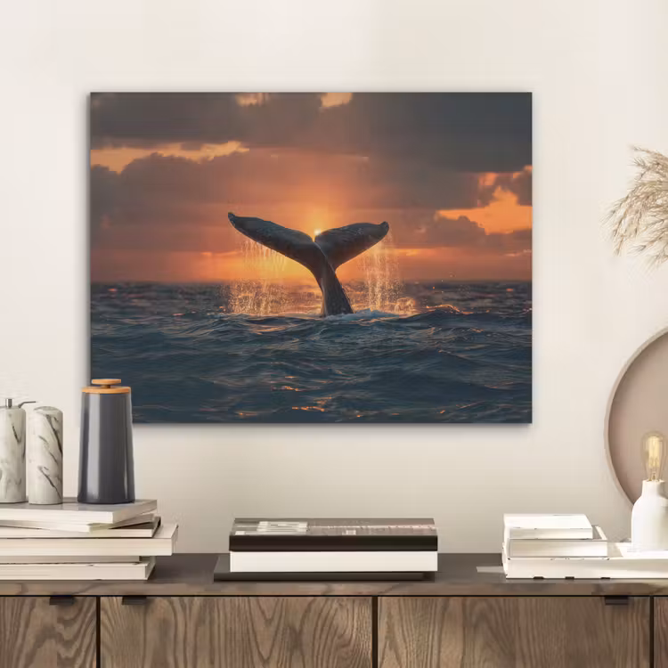 Walvis staart - Water - Zonsondergang PET vilt klein -sfeer1