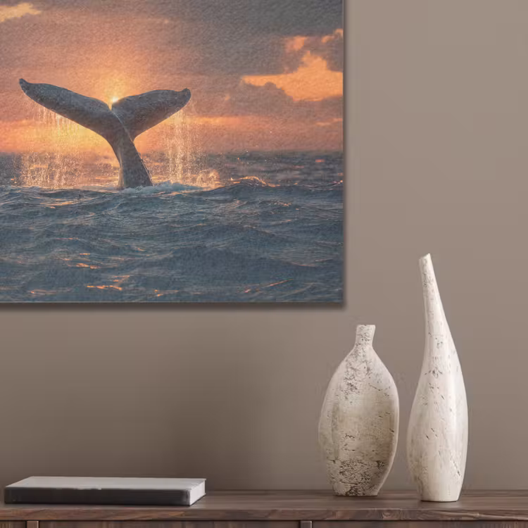 Walvis staart - Water - Zonsondergang PET vilt klein -sfeer6_closeup