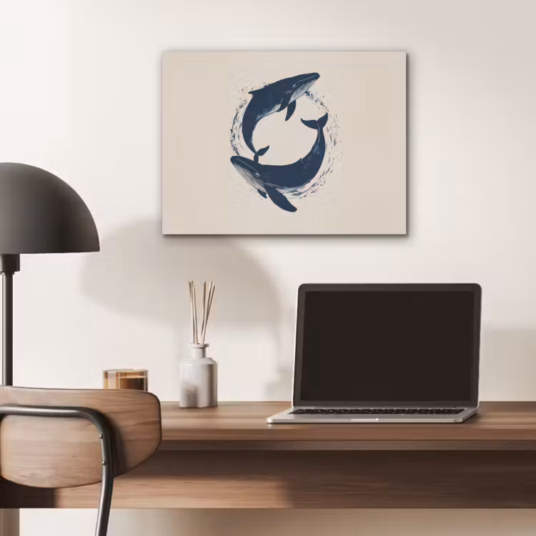 Walvissen - Spetters - Cirkel - Donkerblauw PET vilt klein -sfeer5