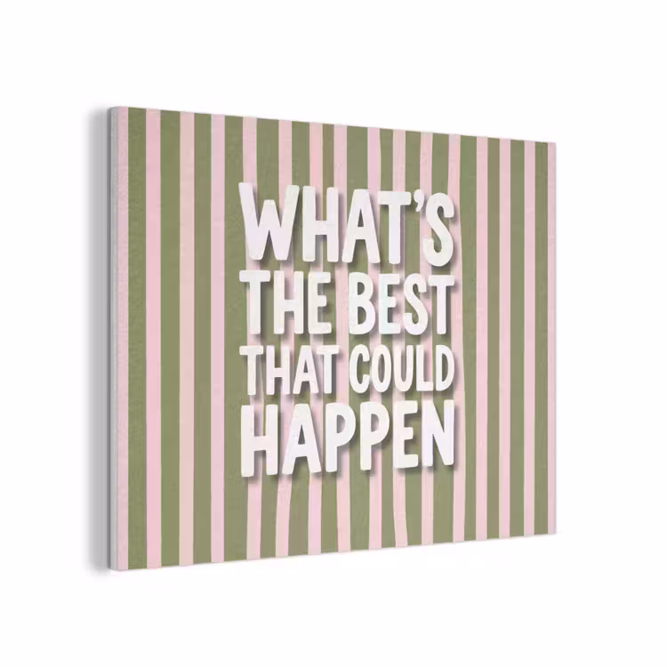 What's the best that could happen - Strepen - Groen - Roze PET vilt klein -3d
