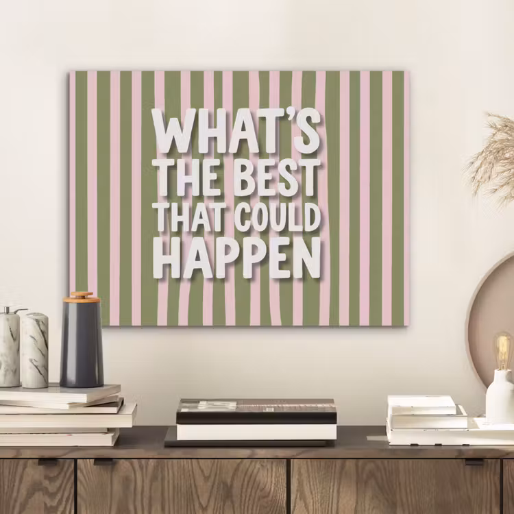What's the best that could happen - Strepen - Groen - Roze PET vilt klein -sfeer1