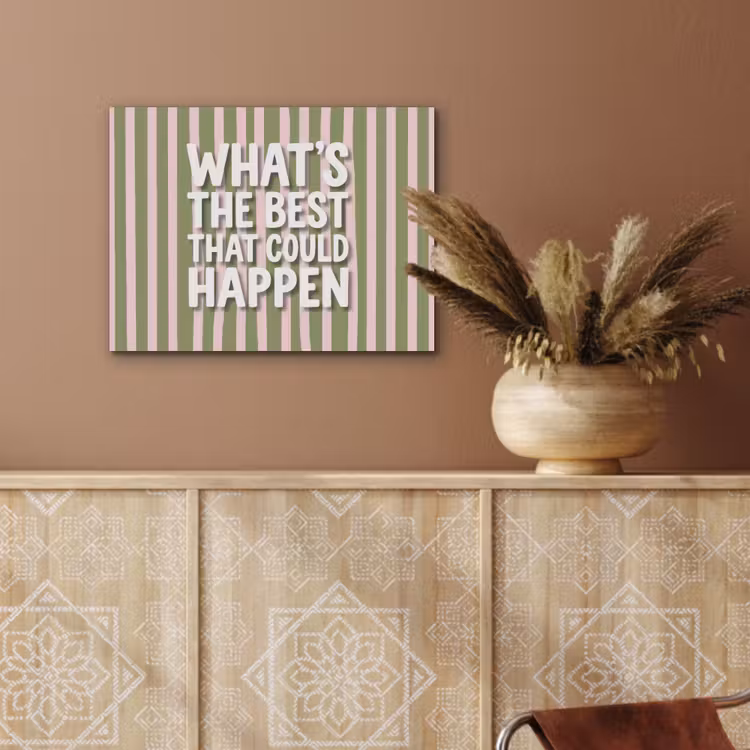 What's the best that could happen - Strepen - Groen - Roze PET vilt klein -sfeer4