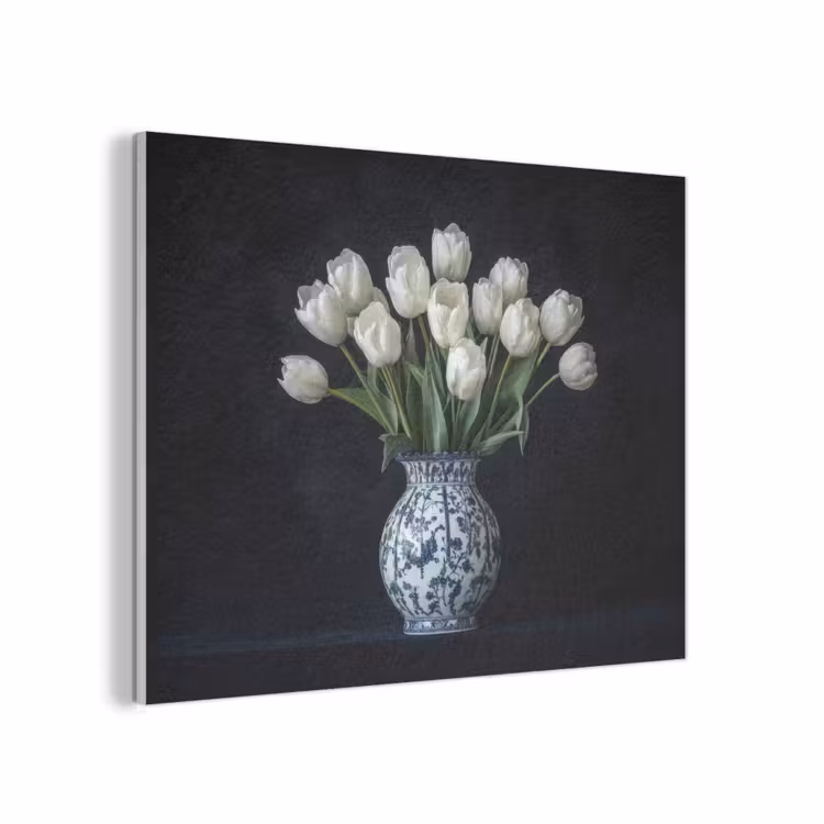 Wit - Bloemen - Tulpen - Vaas PET vilt klein -3d