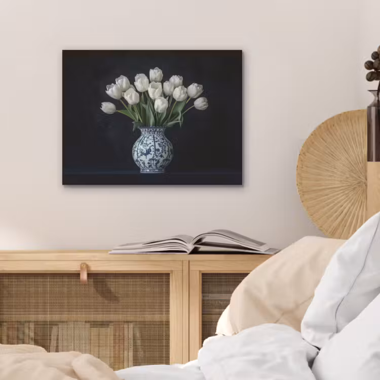 Wit - Bloemen - Tulpen - Vaas PET vilt klein -sfeer3