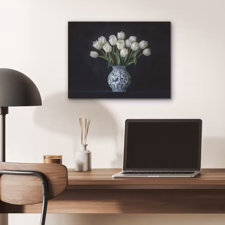 Wit - Bloemen - Tulpen - Vaas PET vilt klein -sfeer5