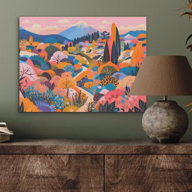 Witte bergtop - Modern - Kleurrijk PET vilt klein -sfeer2