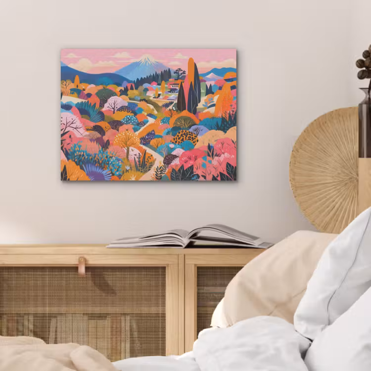 Witte bergtop - Modern - Kleurrijk PET vilt klein -sfeer3
