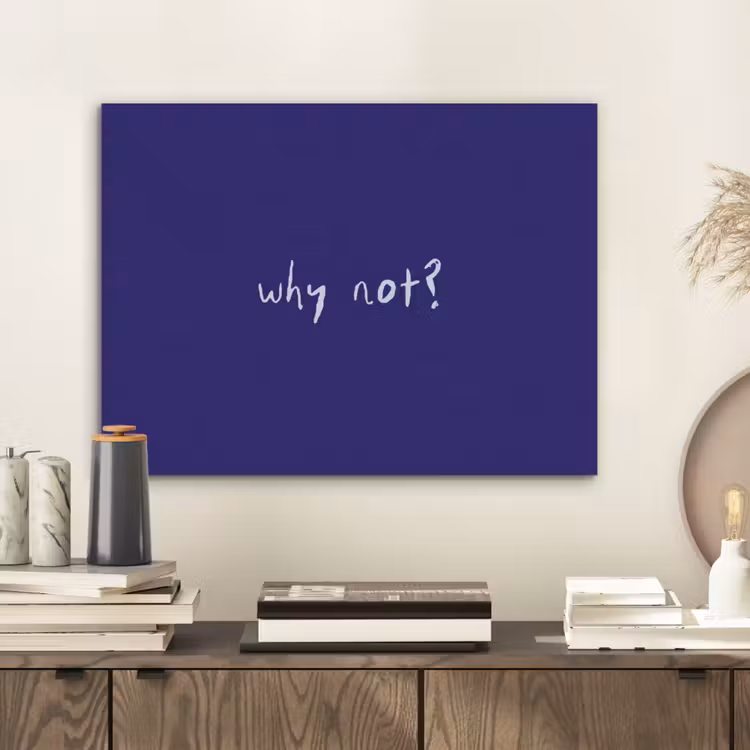 Why not - Blauw - Handgeschreven PET vilt klein -sfeer1