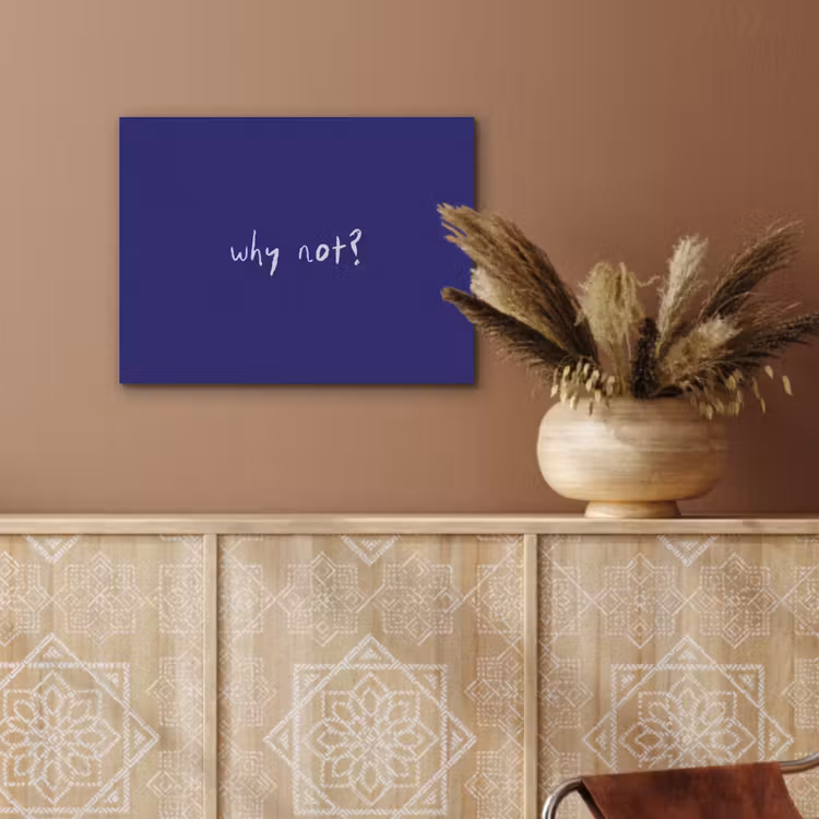 Why not - Blauw - Handgeschreven PET vilt klein -sfeer4
