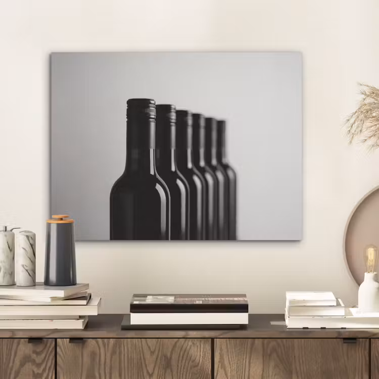 Wijnflessen - Zwart - Minimalistisch PET vilt klein -sfeer1