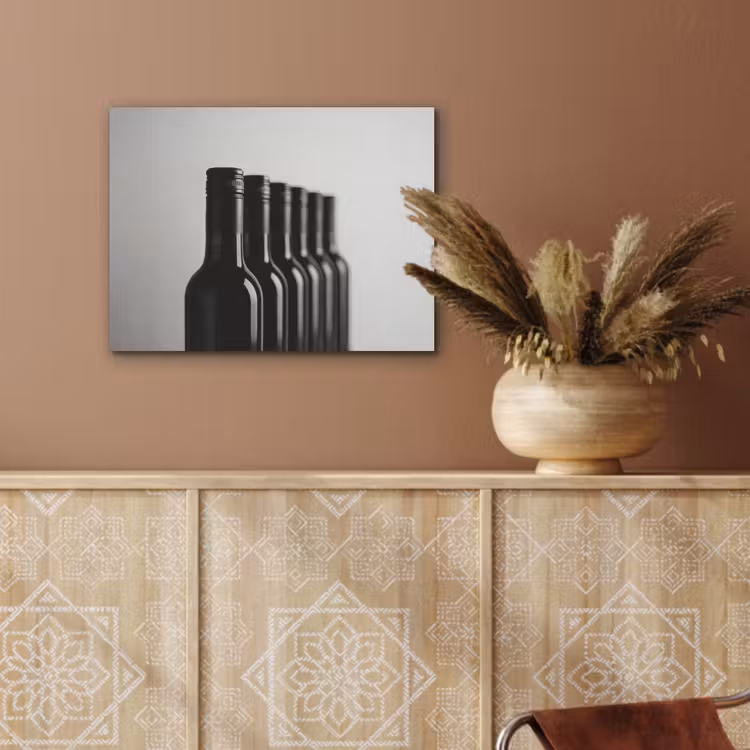 Wijnflessen - Zwart - Minimalistisch PET vilt klein -sfeer4