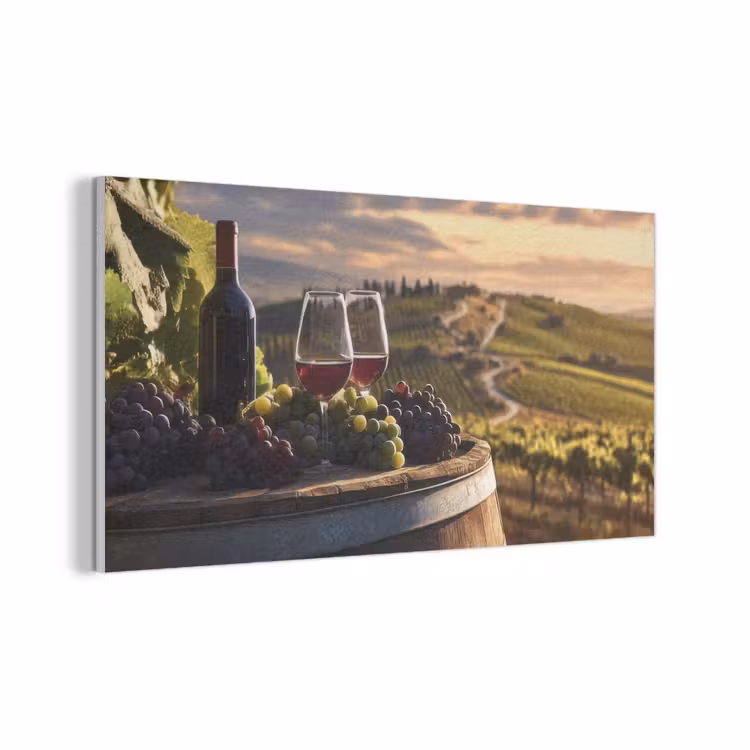 Wijn - Druiven - Heuvels - Landschap PET vilt middel -3d