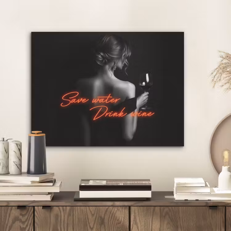 Wijn - Vrouw - Neon - Quote PET vilt klein -sfeer1