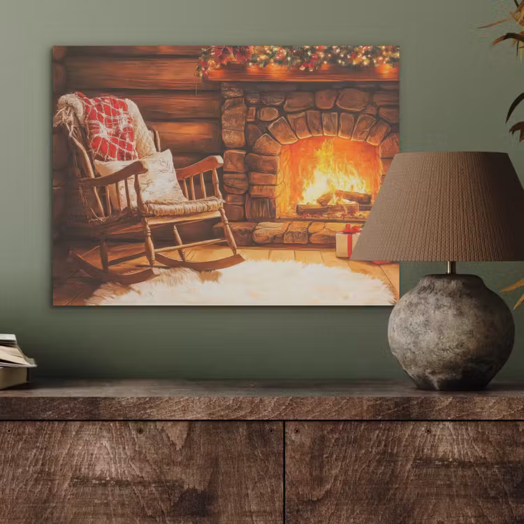 Winter - Kerst - Huis - Openhaard PET vilt klein -sfeer2