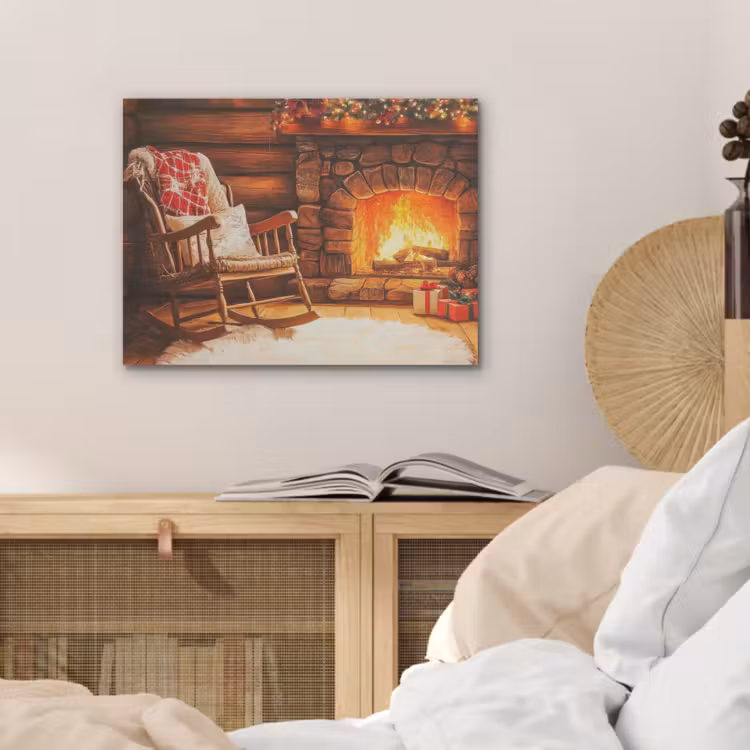 Winter - Kerst - Huis - Openhaard PET vilt klein -sfeer3