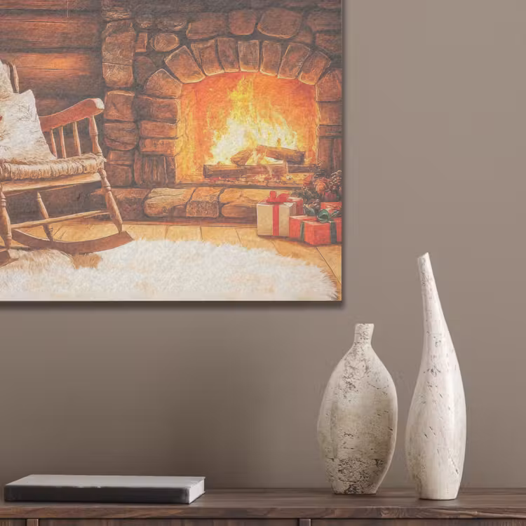 Winter - Kerst - Huis - Openhaard PET vilt klein -sfeer6_closeup