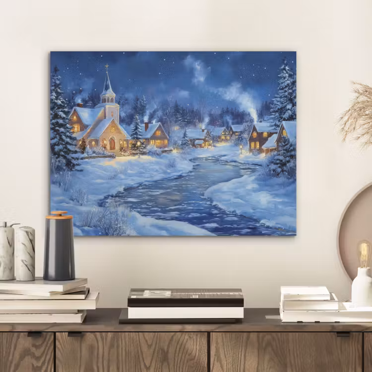 Winteravond - Kerstdorp - Donker PET vilt klein -sfeer1