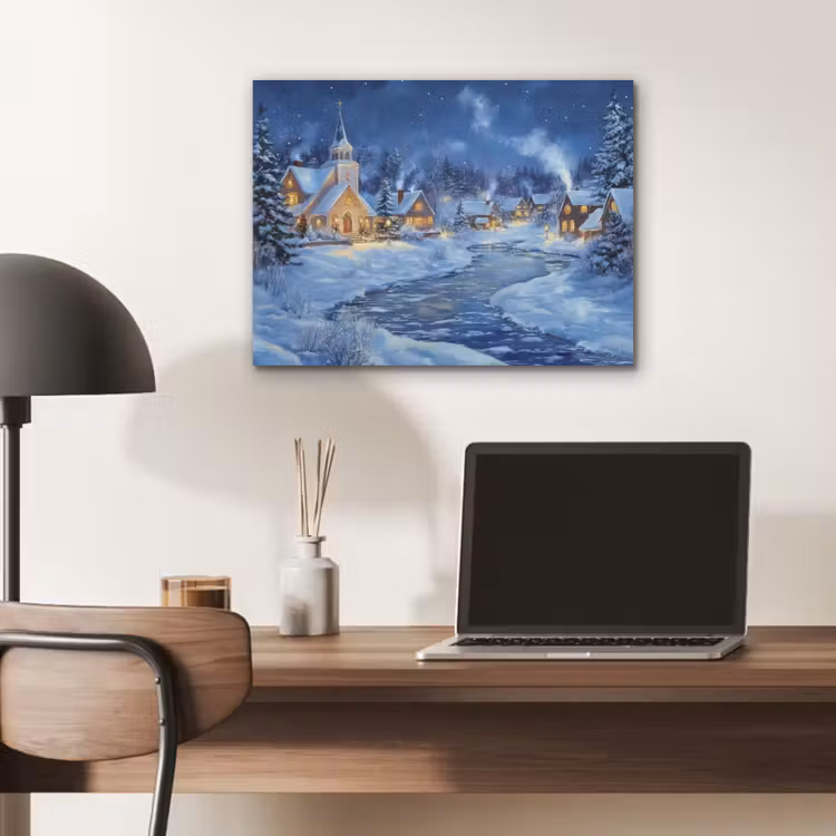 Winteravond - Kerstdorp - Donker PET vilt klein -sfeer5