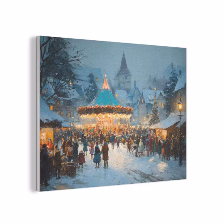 Winterkermis - Dorp - Kleurrijk PET vilt klein -3d