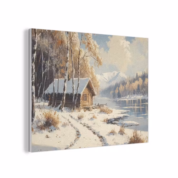 Winter - Sneeuw - Huis - Natuur PET vilt klein -3d