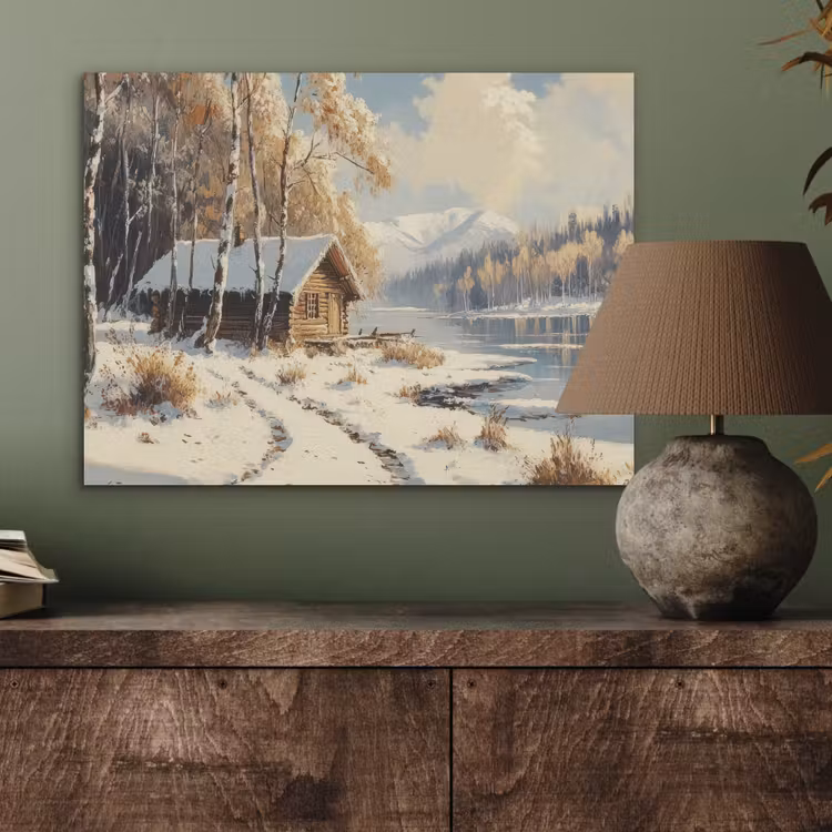 Winter - Sneeuw - Huis - Natuur PET vilt klein -sfeer2